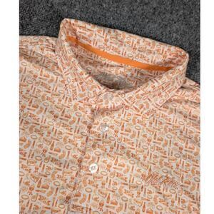 Old Row Polo Shirt Mens Large Orange Tailgate BBQ Performance Short Sleeve